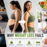 Woman transformation showing unhealthy lifestyle to healthy balanced wellness lifestyle with nutrition, exercise, sleep, and stress management concepts